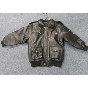 Harley Davidson Kids Vintage Leather Motorcycle Jacket Size S 8-10